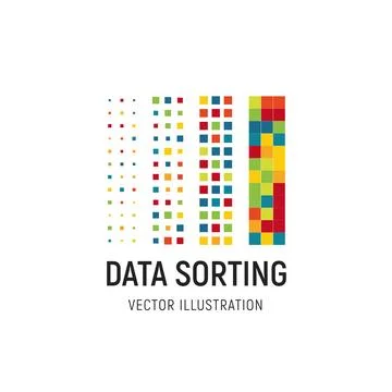 Data sorting vector illustration. Big data base vector emblem. Information 스톡 일러스트