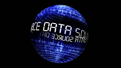 Data source concept on rotating sphere Stock Footage 159372815