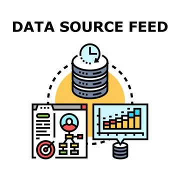 Data source feed concept with information management Stock Illustration