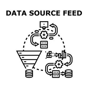 Data source feed concept for modern information processing Stock Illustration
