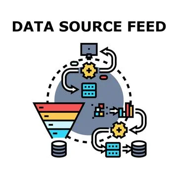 Data source feed concept for modern information processing Stock Illustration