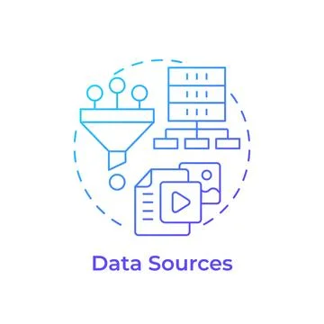 Data sources blue gradient concept icon Stock Illustration