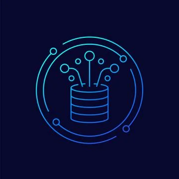 Data sources icon, linear design Stock Illustration