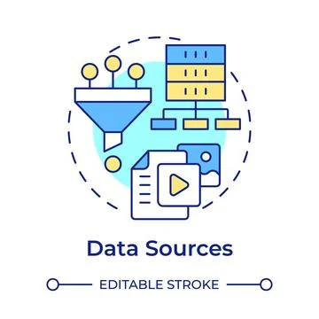 Data sources multi color concept icon Stock Illustration