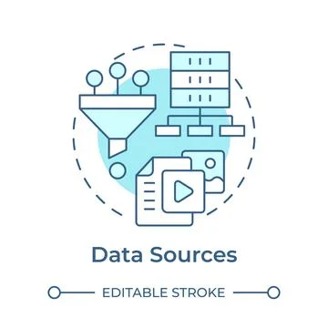 Data sources soft blue concept icon Stock Illustration