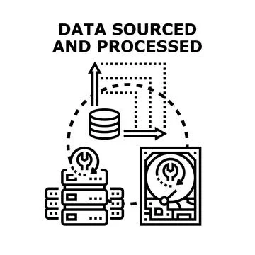 Data sourcing and processing system concept illustration Illustration