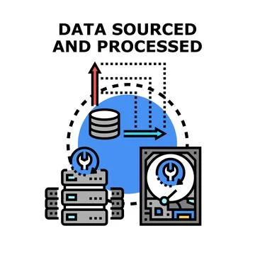 Data sourcing and processing system concept illustration イラスト素材