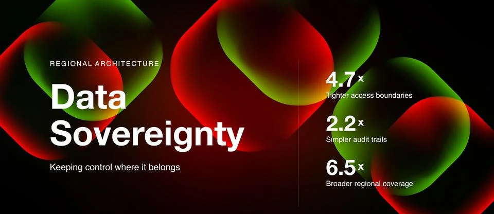 Data sovereignty concept presented visually. Regional architecture focuses on Stock Illustration