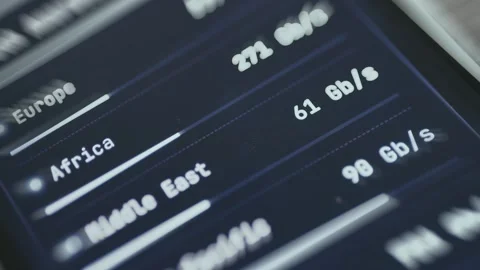 Data speed diagnostic information for different regions Stock Footage 335486686