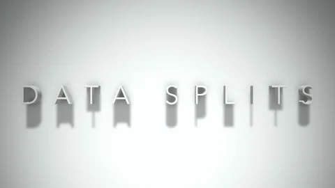 Data Splits 3D title animation with shadows on a white background Stock Footage 296701291