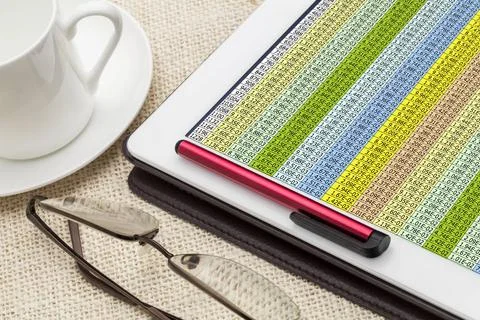  data spreadsheet on digital tablet data spreadsheet on a digital tablet w... Stock Photos