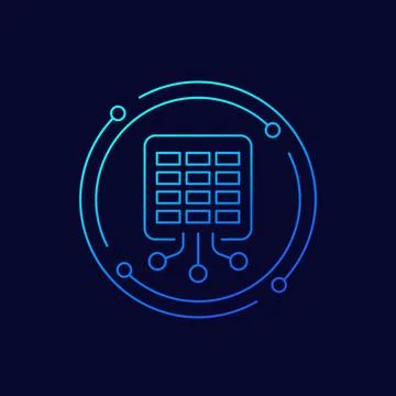 Data to spreadsheet icon, linear design Stock Illustration