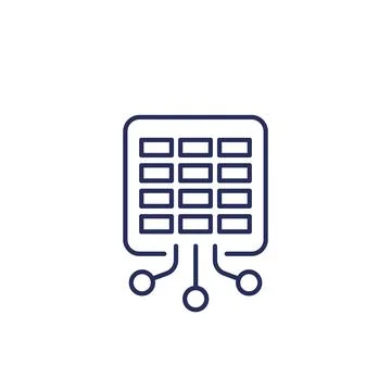 Data to spreadsheet line icon Stock Illustration