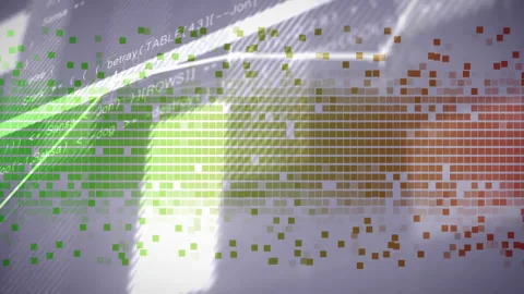 Data squares streaming in grid pulsing polyline sliding highlight and fading Stock Footage 312098968