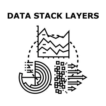 Data stack layers processing information flow concept Stock Illustration