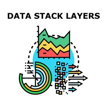 Data stack layers processing information flow concept Stockillustratie