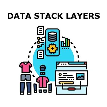 Data stack layers processing user interface information Illustration