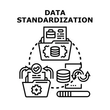 Data standardization optimizing corporate information processing system Stock Illustration