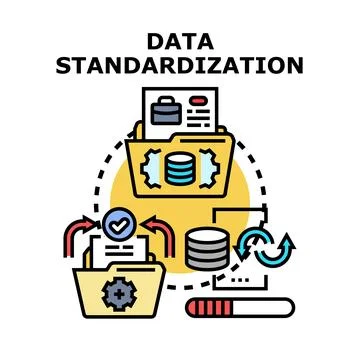 Data standardization optimizing corporate information processing system Stock Illustration