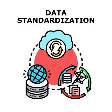 Data standardization process with cloud synchronization and global database イラスト素材