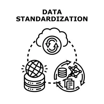 Data standardization process with cloud synchronization and global database Stock Illustration