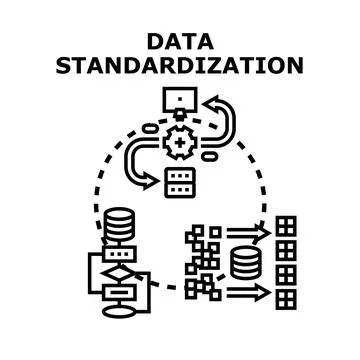 Data standardization process streamlining information management concept Stock Illustration