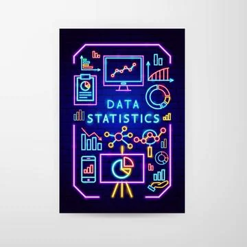 Data Statisics Neon Flyer Stock Illustration