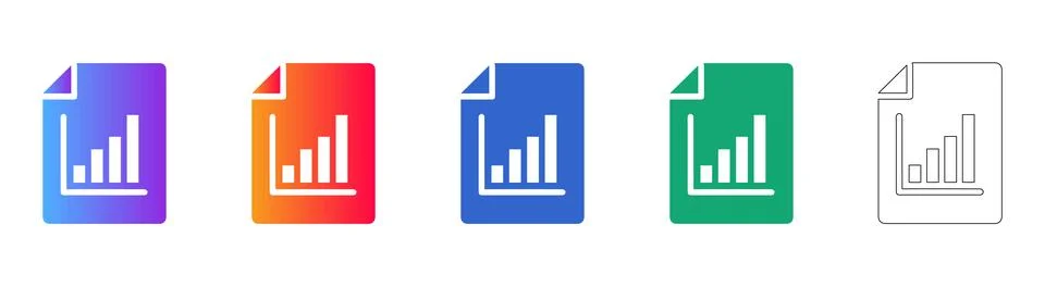 Data Statistics Document Icon Set Stock Illustration