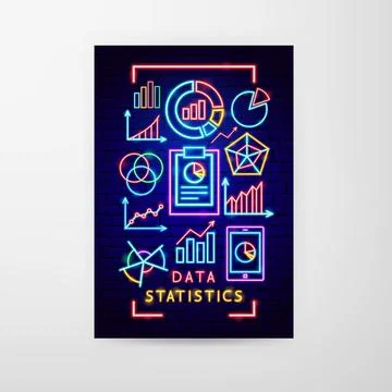 Data Statistics Neon Flyer Stock Illustration