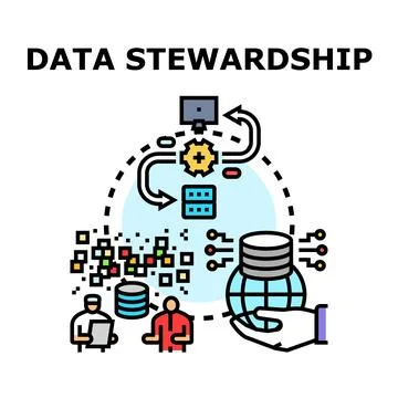 Data stewardship and secure information management concept 스톡 일러스트
