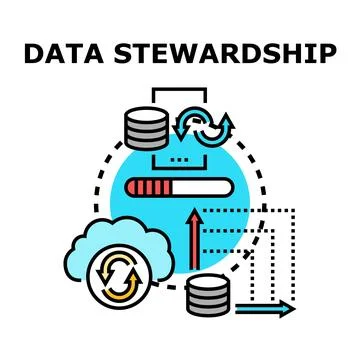 Data stewardship managing information processing and storage Illustrazione stock
