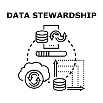 Data stewardship managing information processing and storage 스톡 일러스트