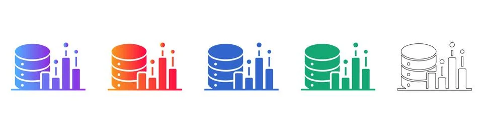 Data Storage and Analysis Icon Collection 스톡 일러스트