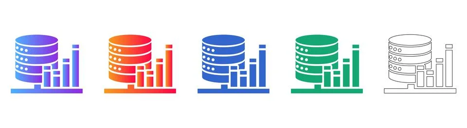 Data Storage and Analytics Icon Set Stock Illustration