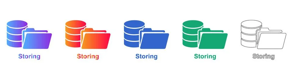 Data Storage and Archiving Icons Stock Illustration