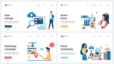 Data storage and computing, smart home technology, marketing campaign for Stock Illustration