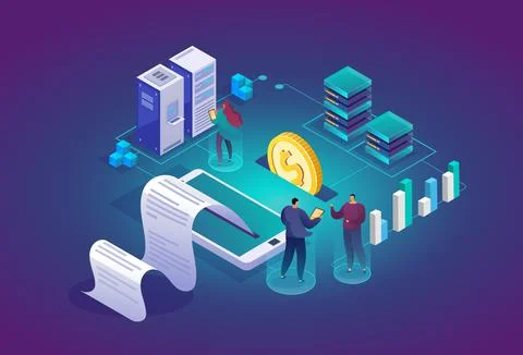 Data storage and crypto farming concept Stock Illustration