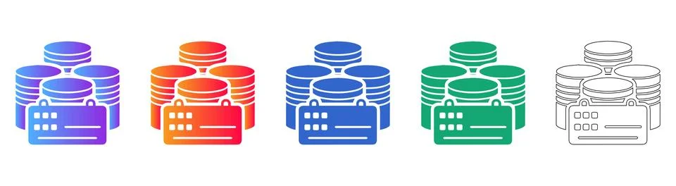 Data Storage and Database Server Icons Illustrazione stock