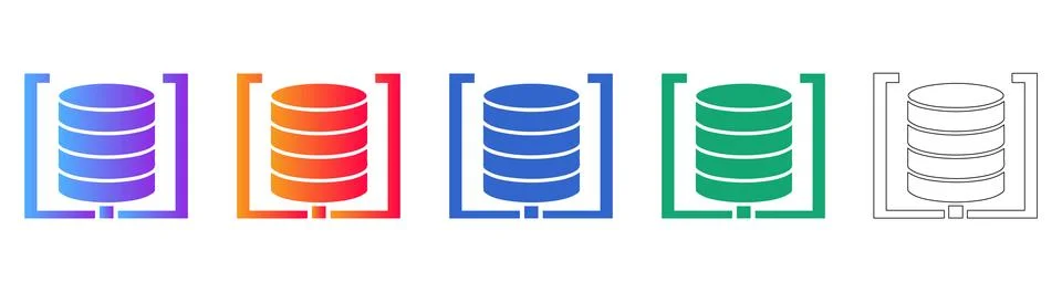 Data Storage and Database Server Icons Illustrazione stock