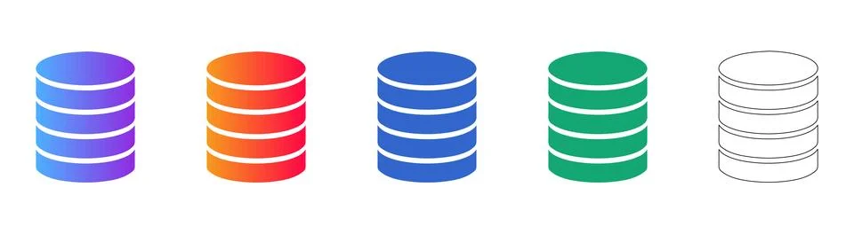 Data Storage and Database Server Icons 스톡 일러스트