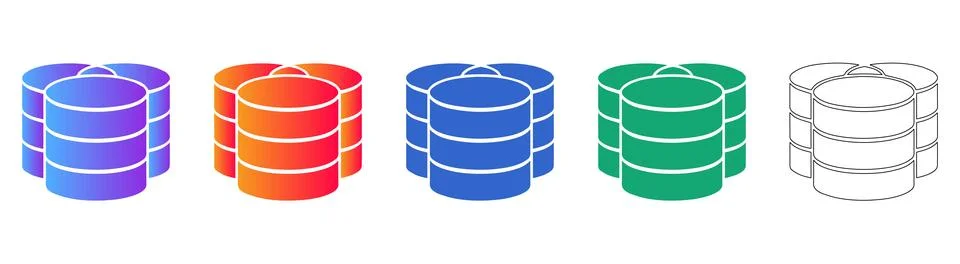 Data Storage and Database Server Icons Illustrazione stock