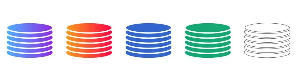 Data Storage and Database Stack Icons Illustrazione stock