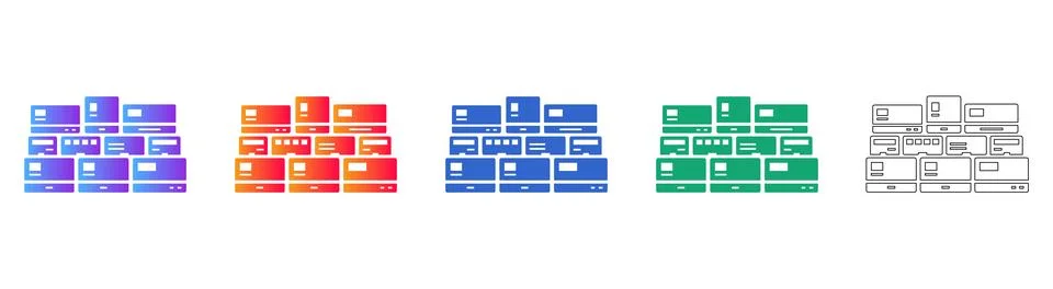 Data Storage and Digital Information Archive Icons Иллюстрация