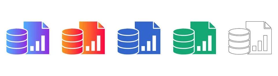 Data Storage and Documentation Icons Set Stock Illustration