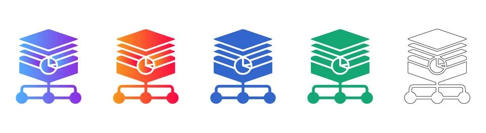 Data Storage and Hierarchy Structure Icons イラスト素材