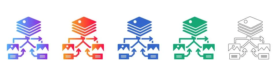 Data Storage and Image Asset Management Icons Stock Illustration