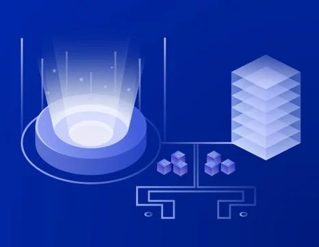 Data storage and processing, abstract technology elements, cloud storage data イラスト素材