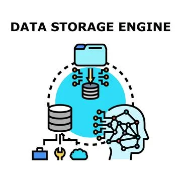 Data storage and processing conceptual illustration Stock Illustration