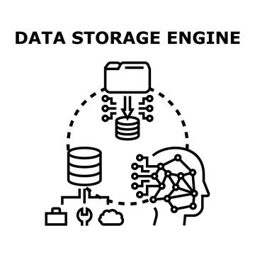 Data storage and processing conceptual illustration イラスト素材