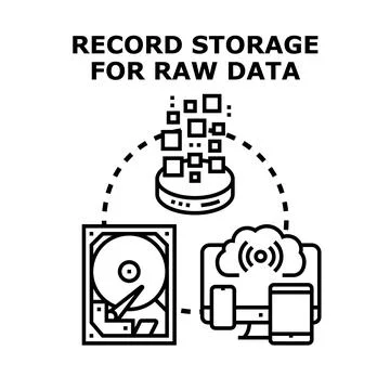 Data storage and raw information processing concept Stock Illustration